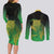 New Zealand Aotearoa Ruru Couples Matching Long Sleeve Bodycon Dress and Long Sleeve Button Shirt Maori Fern Art Green