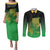 New Zealand Aotearoa Ruru Couples Matching Puletasi and Long Sleeve Button Shirt Maori Fern Art Green