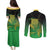New Zealand Aotearoa Ruru Couples Matching Puletasi and Long Sleeve Button Shirt Maori Fern Art Green