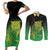 New Zealand Aotearoa Ruru Couples Matching Short Sleeve Bodycon Dress and Long Sleeve Button Shirt Maori Fern Art Green