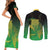 New Zealand Aotearoa Ruru Couples Matching Short Sleeve Bodycon Dress and Long Sleeve Button Shirt Maori Fern Art Green
