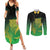 New Zealand Aotearoa Ruru Couples Matching Summer Maxi Dress and Long Sleeve Button Shirt Maori Fern Art Green