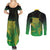 New Zealand Aotearoa Ruru Couples Matching Summer Maxi Dress and Long Sleeve Button Shirt Maori Fern Art Green
