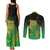 New Zealand Aotearoa Ruru Couples Matching Tank Maxi Dress and Long Sleeve Button Shirt Maori Fern Art Green