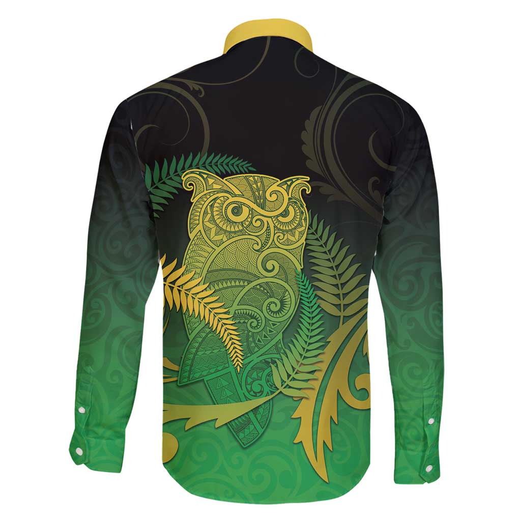 New Zealand Aotearoa Ruru Family Matching Tank Maxi Dress and Hawaiian Shirt Maori Fern Art Green