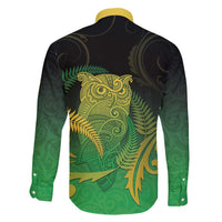 New Zealand Aotearoa Ruru Family Matching Tank Maxi Dress and Hawaiian Shirt Maori Fern Art Green