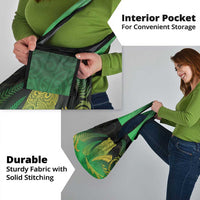 New Zealand Aotearoa Ruru Grocery Bag Maori Fern Art Green