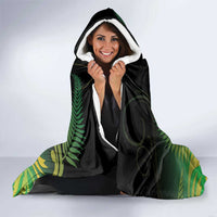 New Zealand Aotearoa Ruru Hooded Blanket Maori Fern Art Green