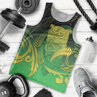 New Zealand Aotearoa Ruru Men Tank Top Maori Fern Art Green