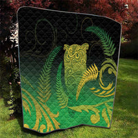 New Zealand Aotearoa Ruru Quilt Maori Fern Art Green