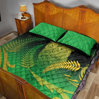 New Zealand Aotearoa Ruru Quilt Bed Set Maori Fern Art Green