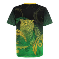 New Zealand Aotearoa Ruru Rugby Jersey Maori Fern Art Green