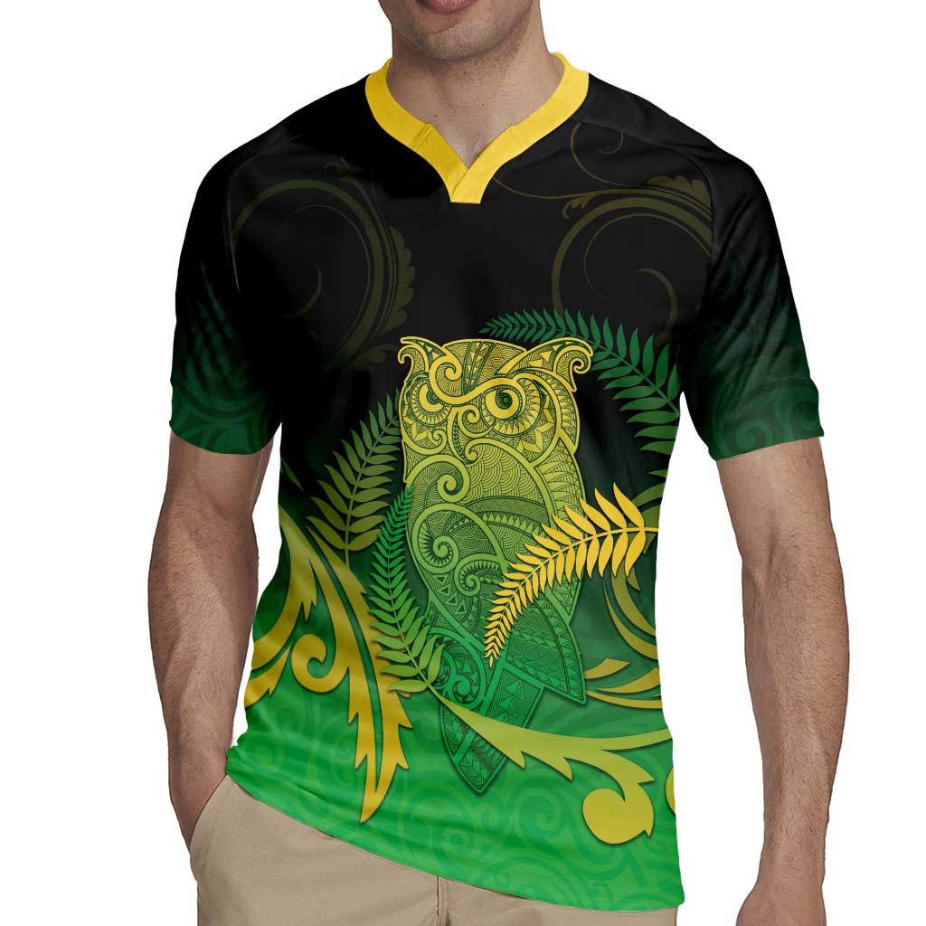 New Zealand Aotearoa Ruru Rugby Jersey Maori Fern Art Green