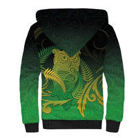 New Zealand Aotearoa Ruru Sherpa Hoodie Maori Fern Art Green