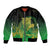 New Zealand Aotearoa Ruru Sleeve Zip Bomber Jacket Maori Fern Art Green