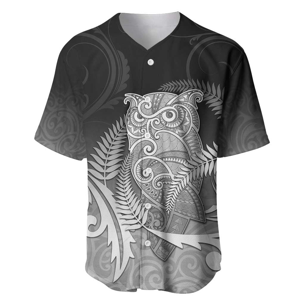 New Zealand Aotearoa Ruru Baseball Jersey Maori Fern Art Black