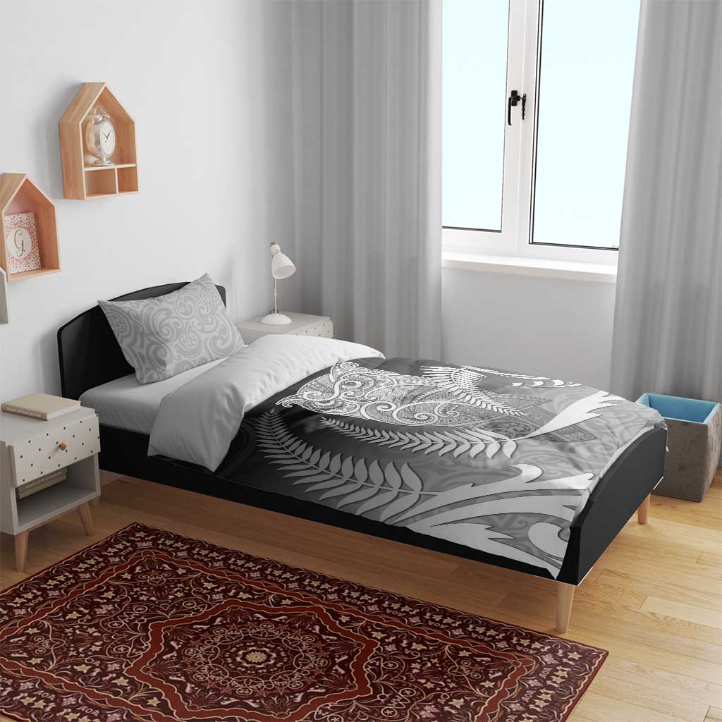 New Zealand Aotearoa Ruru Bedding Set Maori Fern Art Black