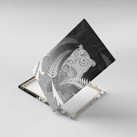 New Zealand Aotearoa Ruru Canvas Wall Art Maori Fern Art Black