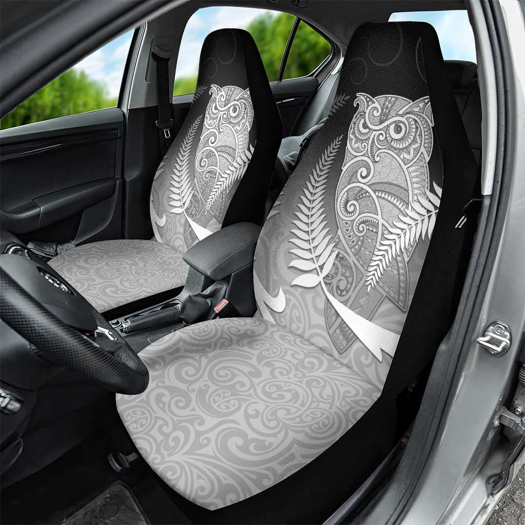 New Zealand Aotearoa Ruru Car Seat Cover Maori Fern Art Black