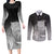 New Zealand Aotearoa Ruru Couples Matching Long Sleeve Bodycon Dress and Long Sleeve Button Shirt Maori Fern Art Black