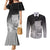 New Zealand Aotearoa Ruru Couples Matching Mermaid Dress and Long Sleeve Button Shirt Maori Fern Art Black