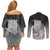 New Zealand Aotearoa Ruru Couples Matching Off Shoulder Short Dress and Long Sleeve Button Shirt Maori Fern Art Black