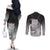 New Zealand Aotearoa Ruru Couples Matching Off The Shoulder Long Sleeve Dress and Long Sleeve Button Shirt Maori Fern Art Black