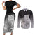 New Zealand Aotearoa Ruru Couples Matching Short Sleeve Bodycon Dress and Long Sleeve Button Shirt Maori Fern Art Black