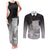 New Zealand Aotearoa Ruru Couples Matching Tank Maxi Dress and Long Sleeve Button Shirt Maori Fern Art Black
