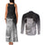 New Zealand Aotearoa Ruru Couples Matching Tank Maxi Dress and Long Sleeve Button Shirt Maori Fern Art Black