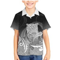 New Zealand Aotearoa Ruru Family Matching Mermaid Dress and Hawaiian Shirt Maori Fern Art Black