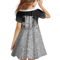 New Zealand Aotearoa Ruru Family Matching Tank Maxi Dress and Hawaiian Shirt Maori Fern Art Black