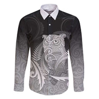 New Zealand Aotearoa Ruru Family Matching Tank Maxi Dress and Hawaiian Shirt Maori Fern Art Black