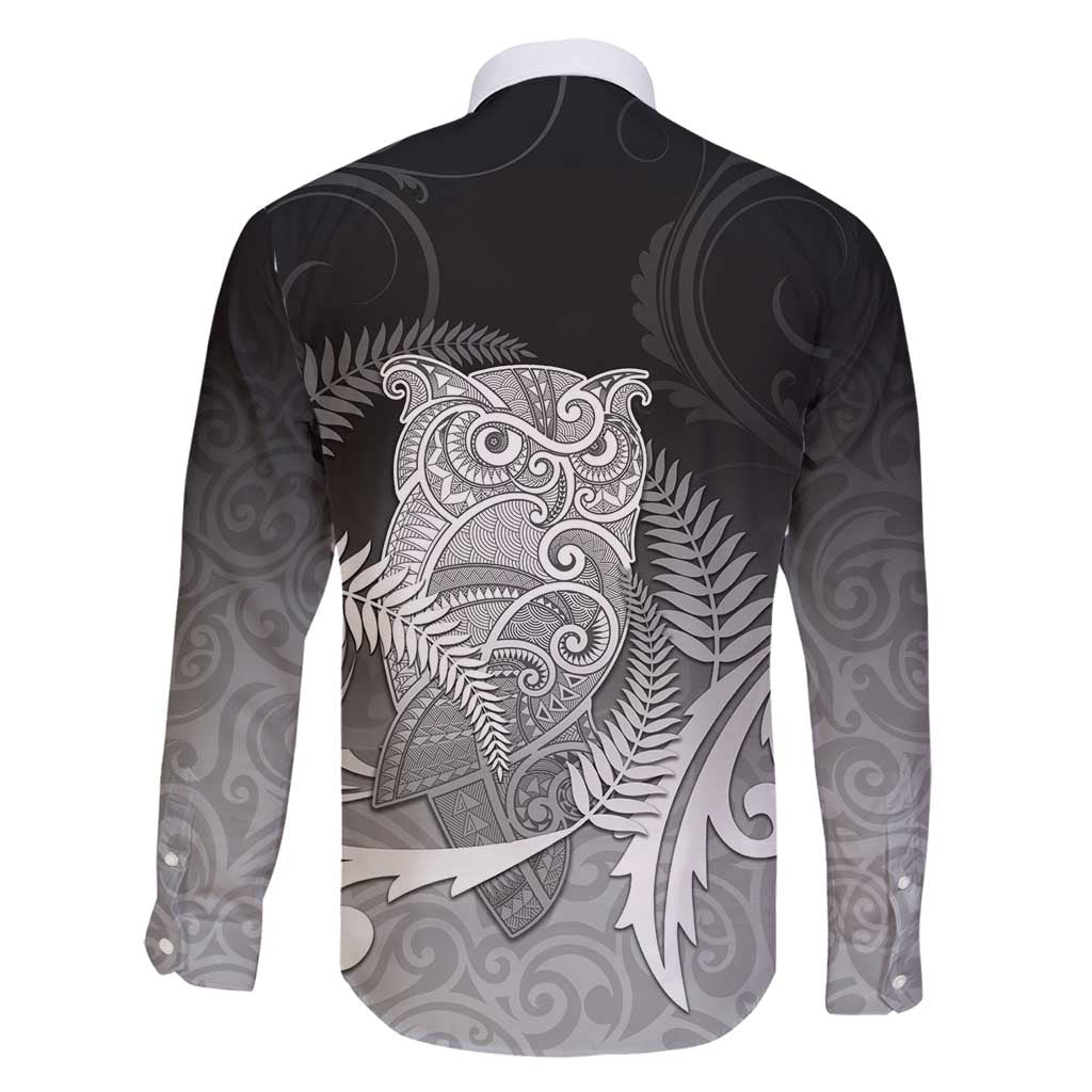 New Zealand Aotearoa Ruru Family Matching Tank Maxi Dress and Hawaiian Shirt Maori Fern Art Black