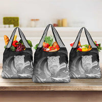 New Zealand Aotearoa Ruru Grocery Bag Maori Fern Art Black