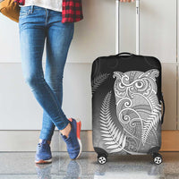 New Zealand Aotearoa Ruru Luggage Cover Maori Fern Art Black