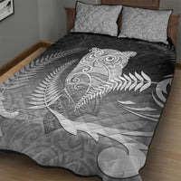 New Zealand Aotearoa Ruru Quilt Bed Set Maori Fern Art Black
