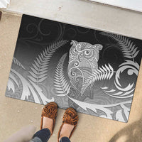 New Zealand Aotearoa Ruru Rubber Doormat Maori Fern Art Black