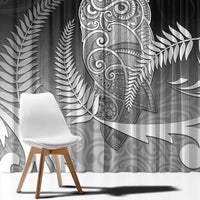 New Zealand Aotearoa Ruru Window Curtain Maori Fern Art Black