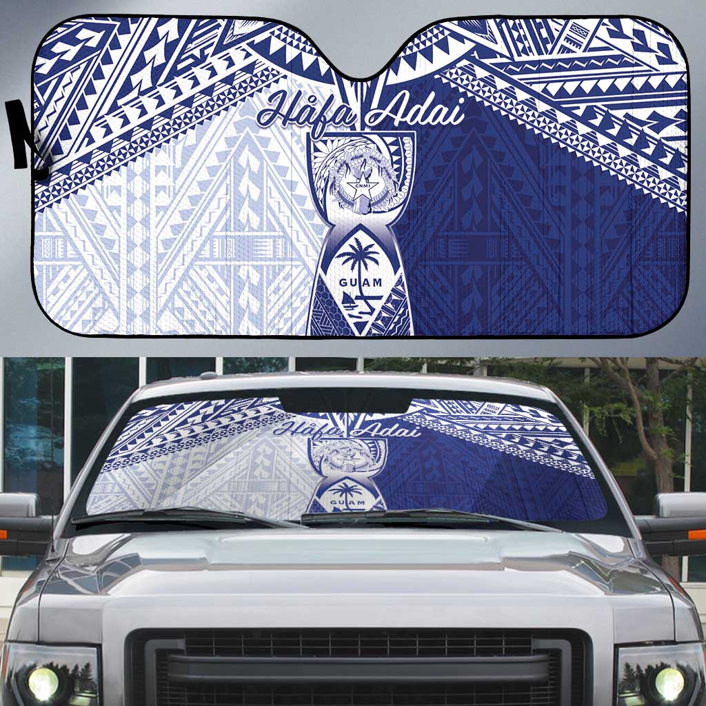 Northern Mariana Islands And Guam Auto Sun Shade Latte Stone With Tribal Pattern