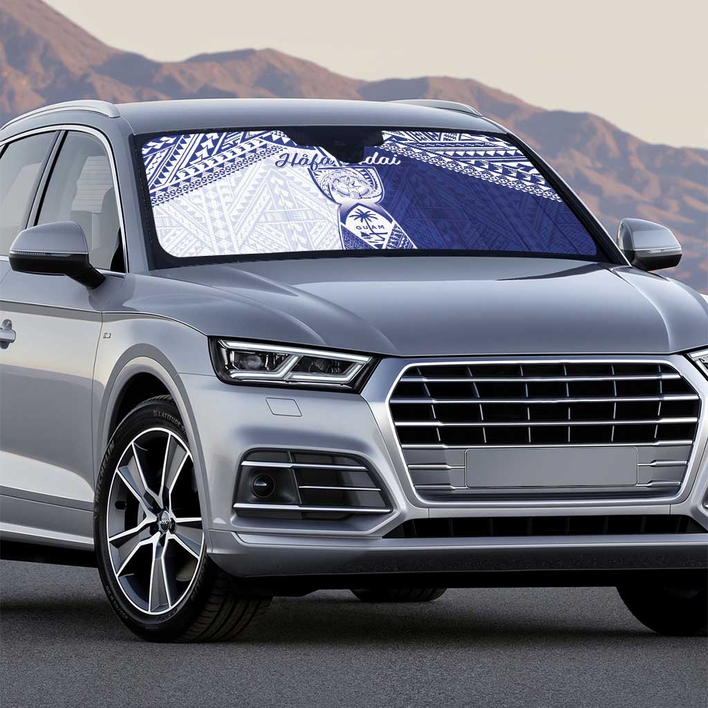 Northern Mariana Islands And Guam Auto Sun Shade Latte Stone With Tribal Pattern