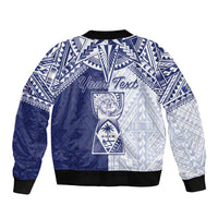 Personalised Northern Mariana Islands And Guam Bomber Jacket Latte Stone With Tribal Pattern