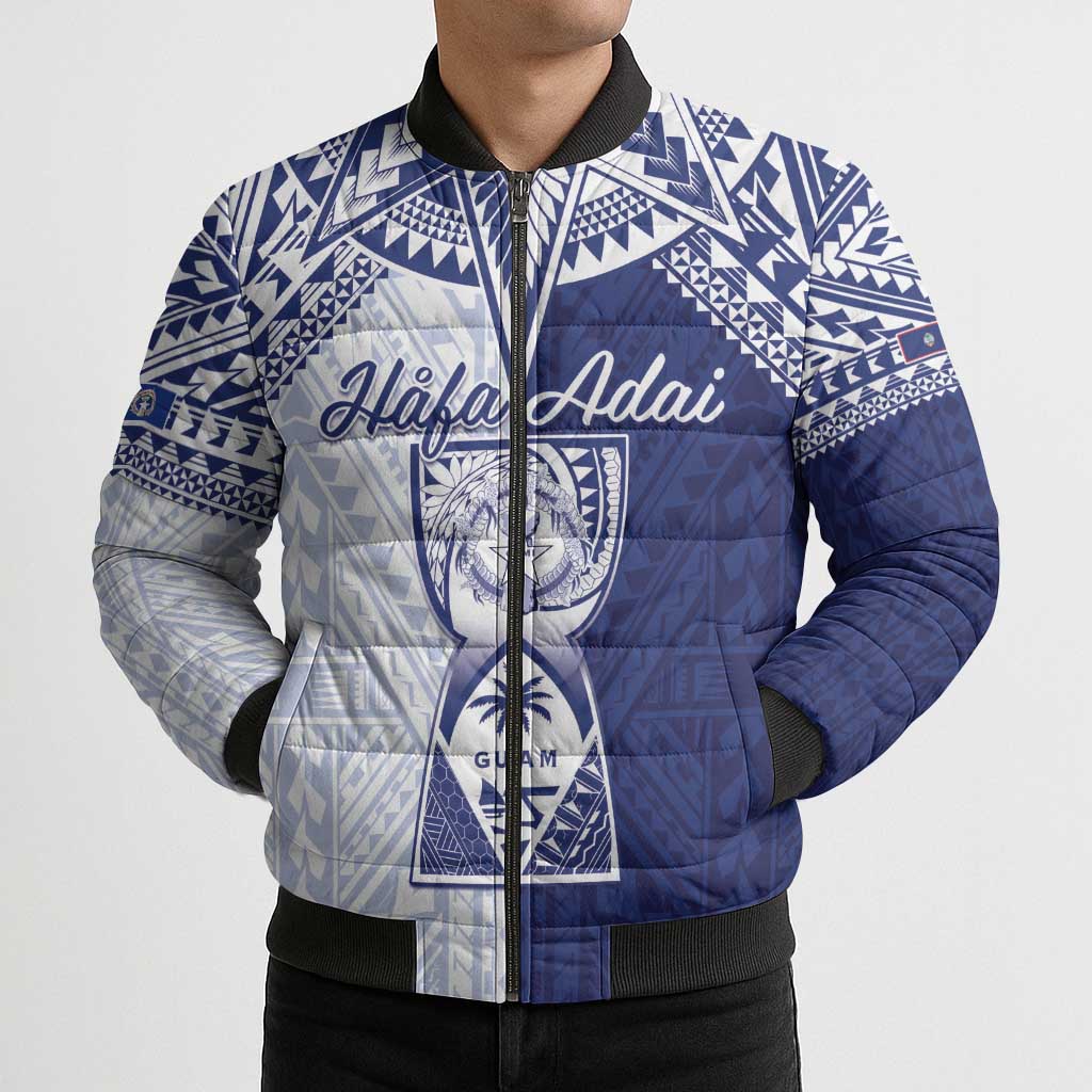 Personalised Northern Mariana Islands And Guam Bomber Puffer Jacket Latte Stone With Tribal Pattern