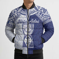 Personalised Northern Mariana Islands And Guam Bomber Puffer Jacket Latte Stone With Tribal Pattern