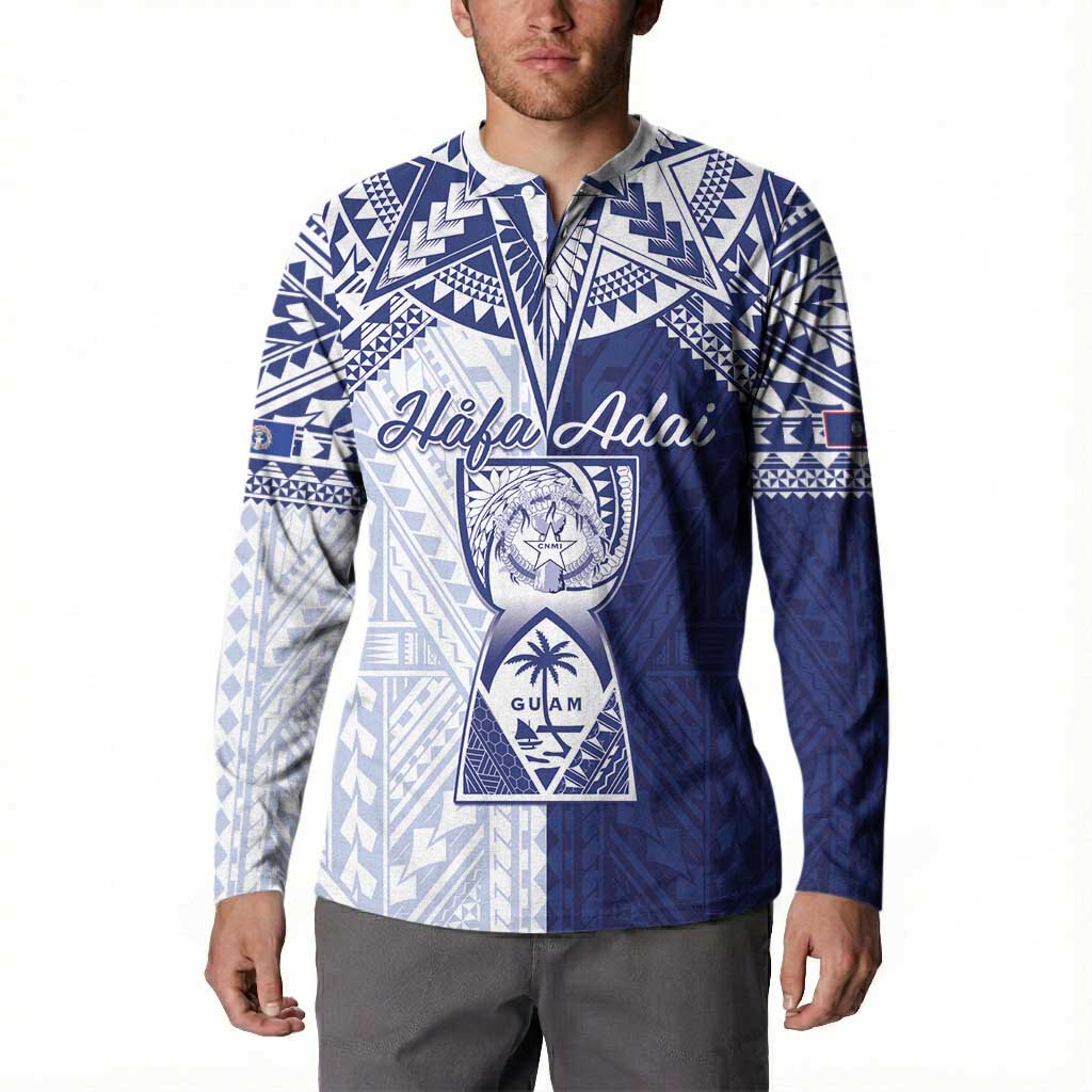 Personalised Northern Mariana Islands And Guam Button Sweatshirt Latte Stone With Tribal Pattern