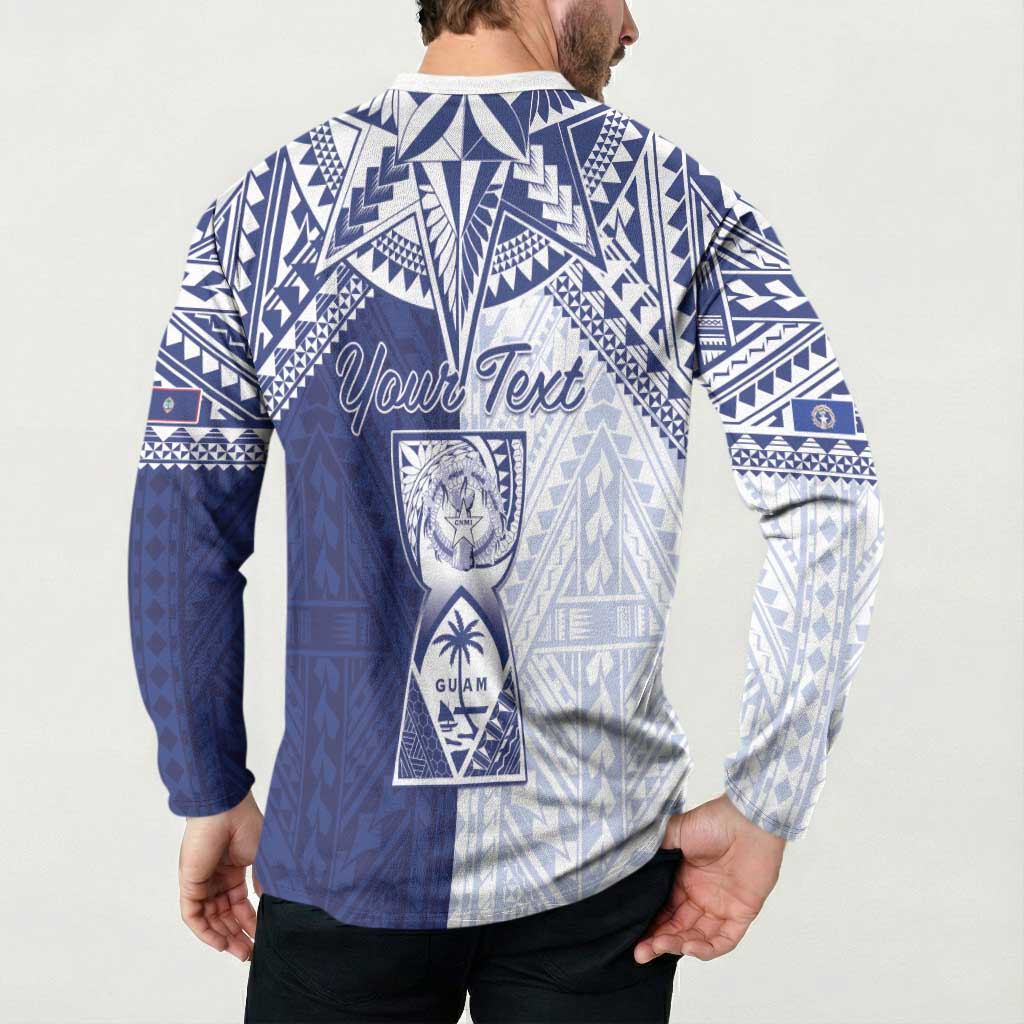 Personalised Northern Mariana Islands And Guam Button Sweatshirt Latte Stone With Tribal Pattern