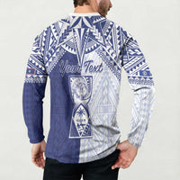 Personalised Northern Mariana Islands And Guam Button Sweatshirt Latte Stone With Tribal Pattern