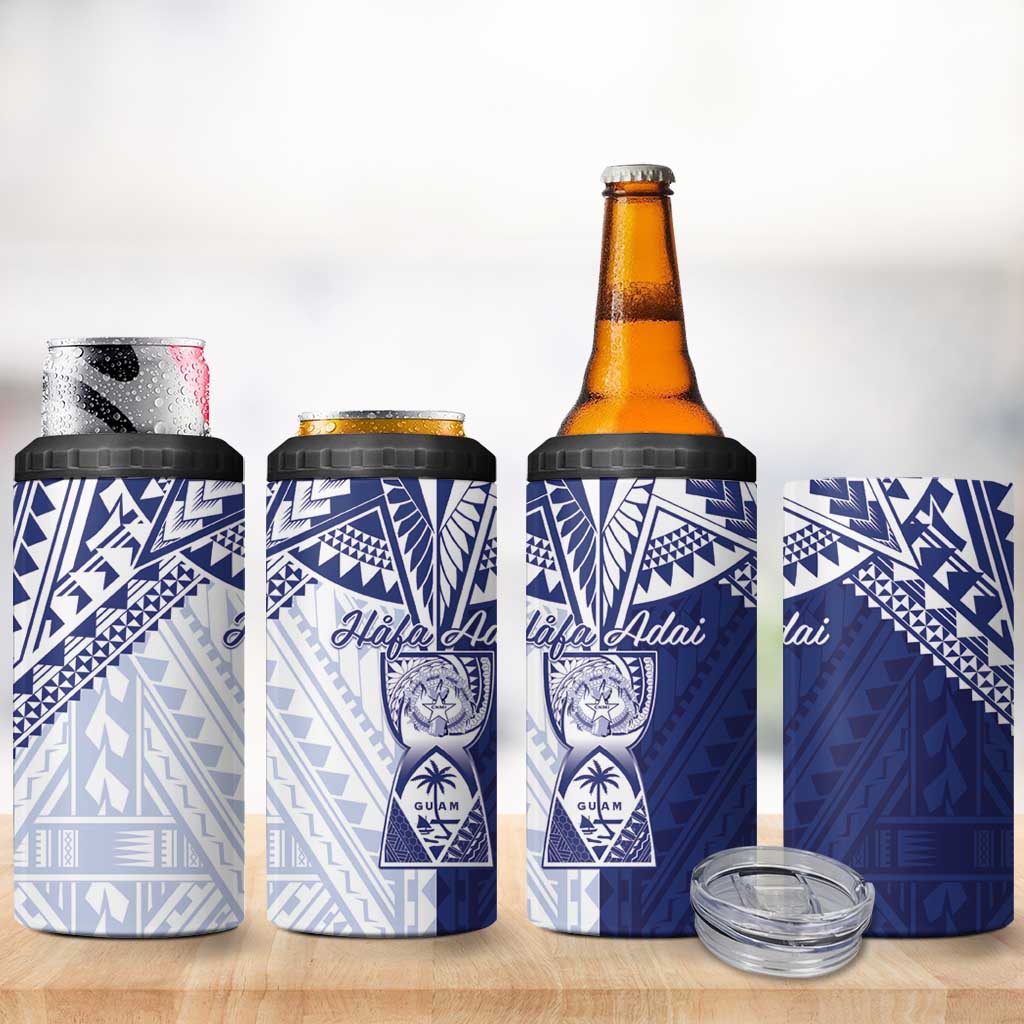 Northern Mariana Islands And Guam 4 in 1 Can Cooler Tumbler Latte Stone With Tribal Pattern