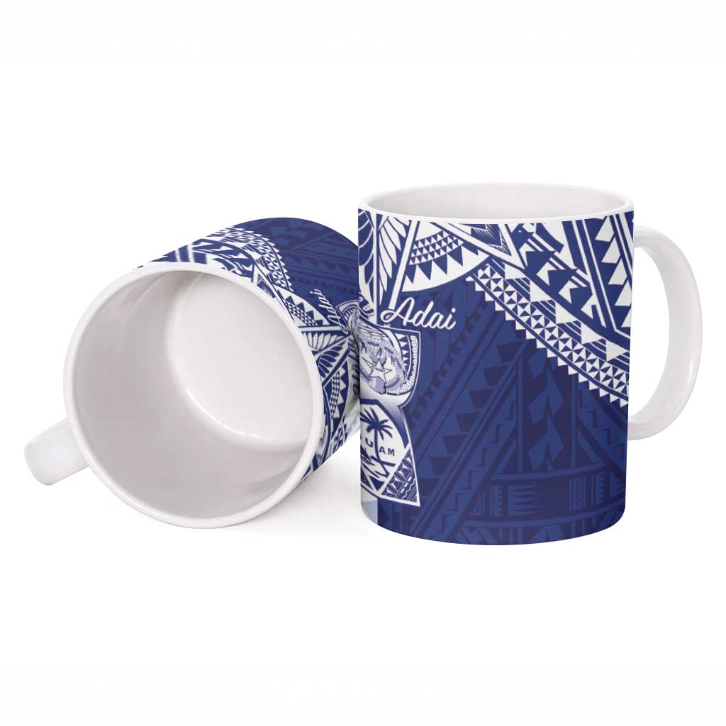 Northern Mariana Islands And Guam Ceramic Mug Latte Stone With Tribal Pattern