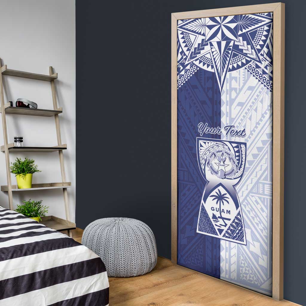 Personalised Northern Mariana Islands And Guam Door Cover Latte Stone With Tribal Pattern